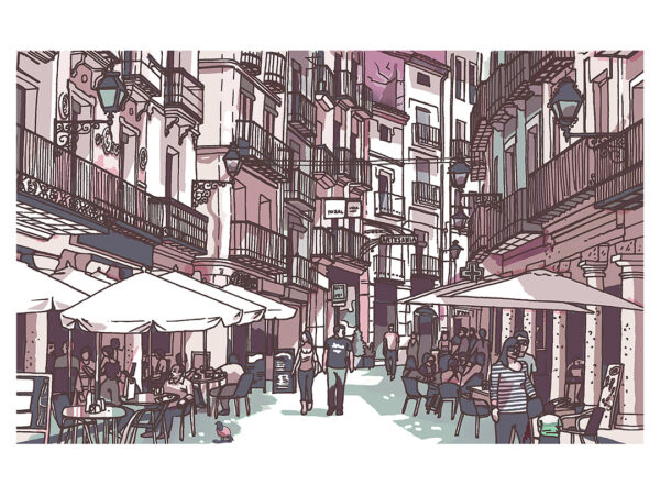 Calle del Tozal en rosa. Teruel