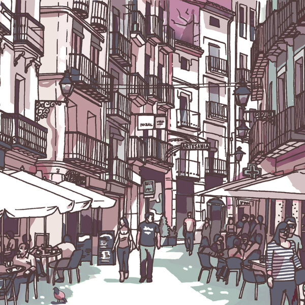 Calle del Tozal en rosa. Teruel