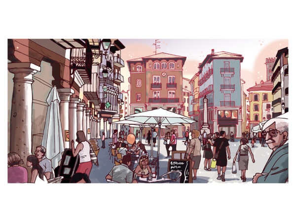 Plaza con gente. Teruel