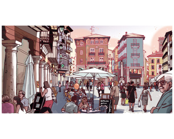 Plaza con gente. Teruel