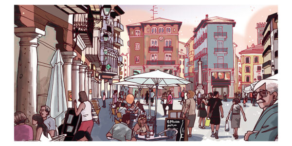 Plaza con gente. Teruel