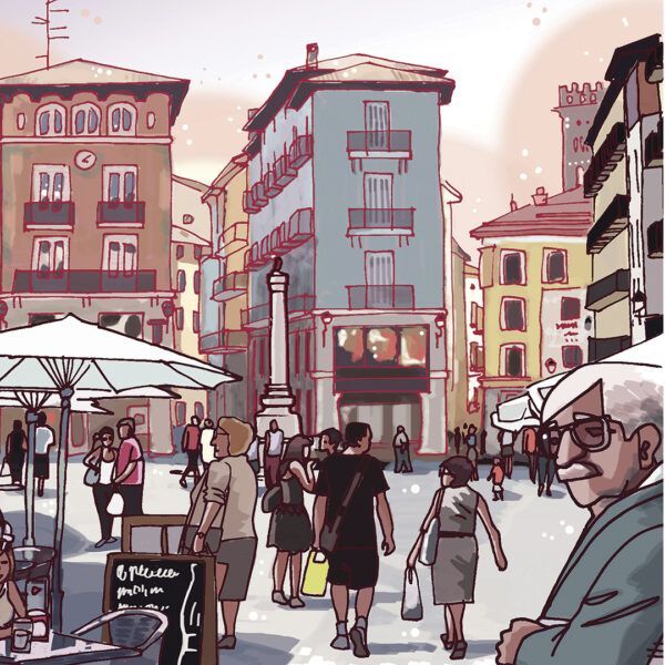 Plaza con gente. Teruel