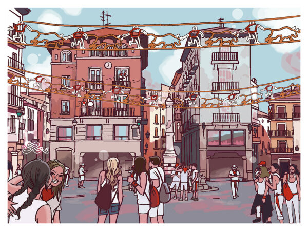 Plaza en fiestas. Teruel