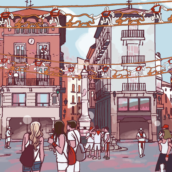 Plaza en fiestas. Teruel