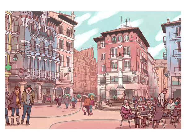 Plaza en rosas. Teruel