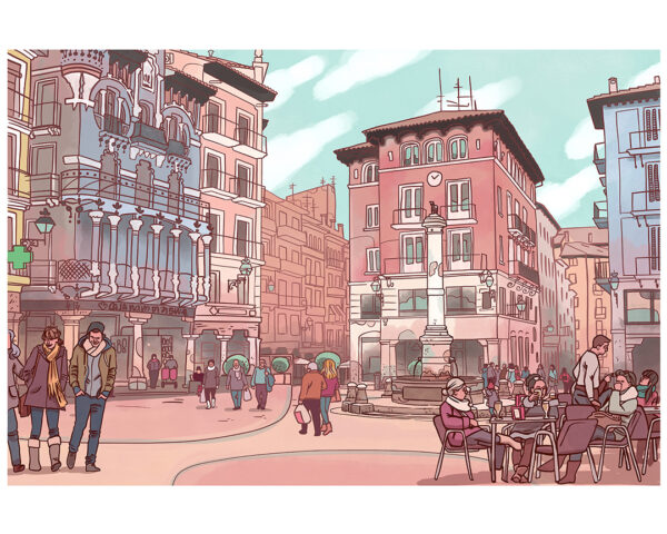 Plaza en rosas. Teruel