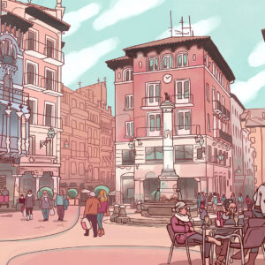 Plaza en rosas. Teruel