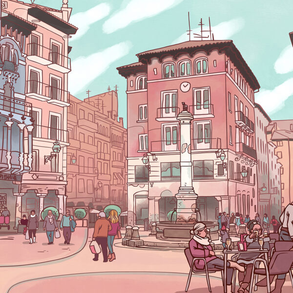 Plaza en rosas. Teruel