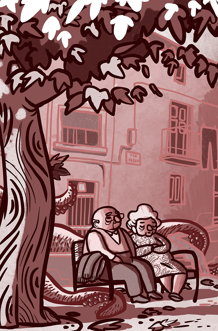 ABUELOS BAJO EL ÁRBOL. Serie familias. Print